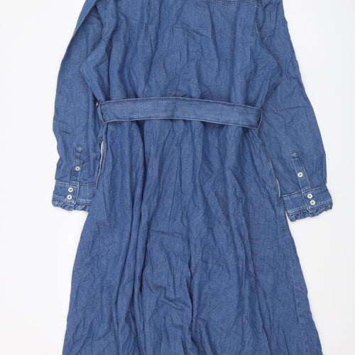 Marks and Spencer Women's Blue Shirt Dress Size 24