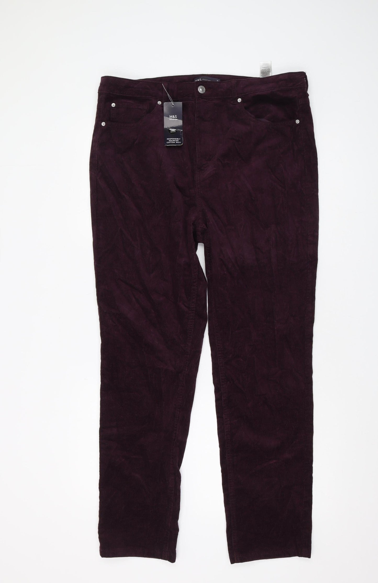 Marks and Spencer Women's Red Corduroy Trousers, Size 18