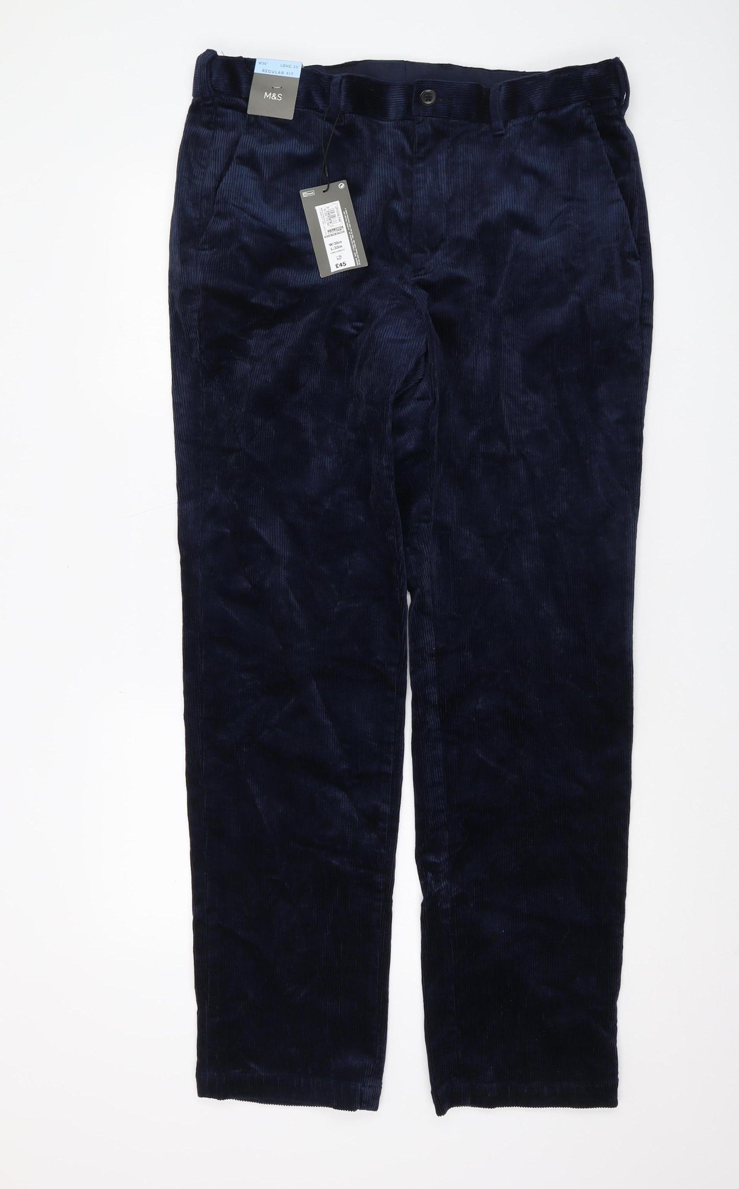Marks and Spencer Men's Blue Corduroy Trousers 36