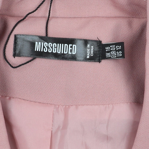 Missguided Women's Pink Blazer Size 16 Double-Breasted