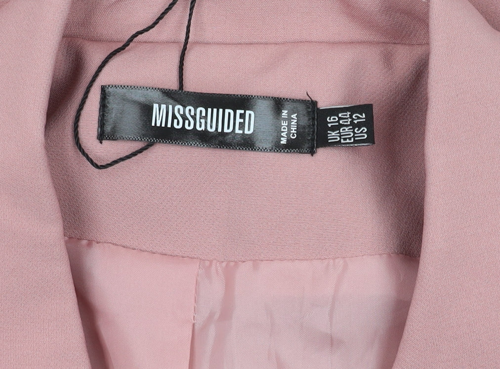 Missguided Women's Pink Blazer Size 16 Double-Breasted