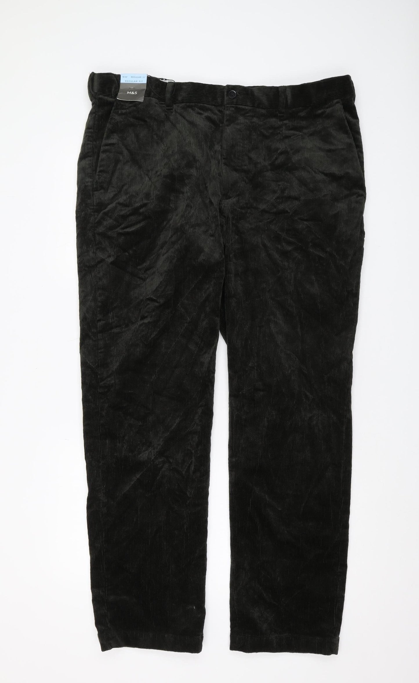 Marks and Spencer Men's Black Corduroy Trousers L