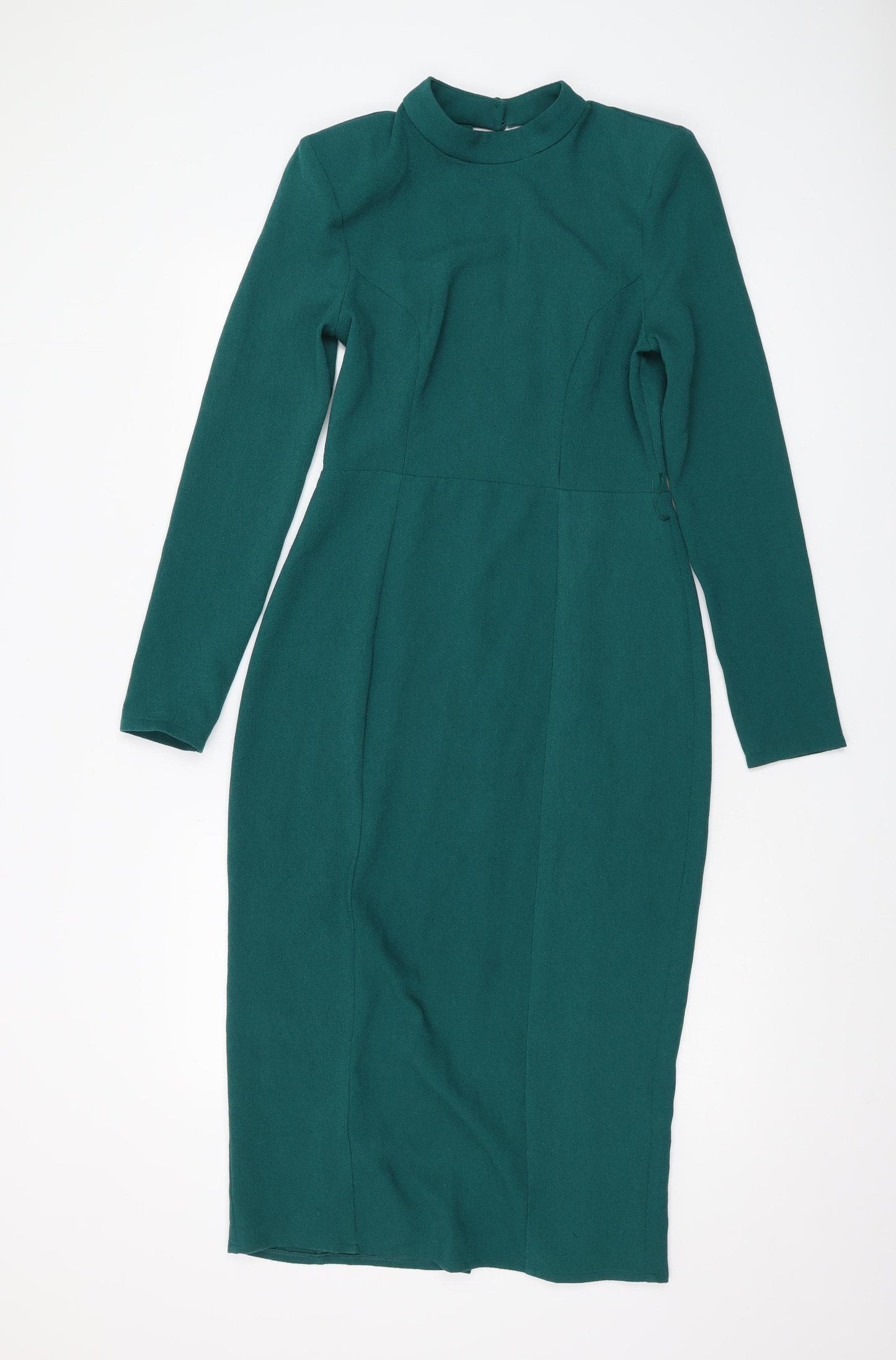ASOS DESIGN Green Midi Sheath Dress, Size 10, Long Sleeve