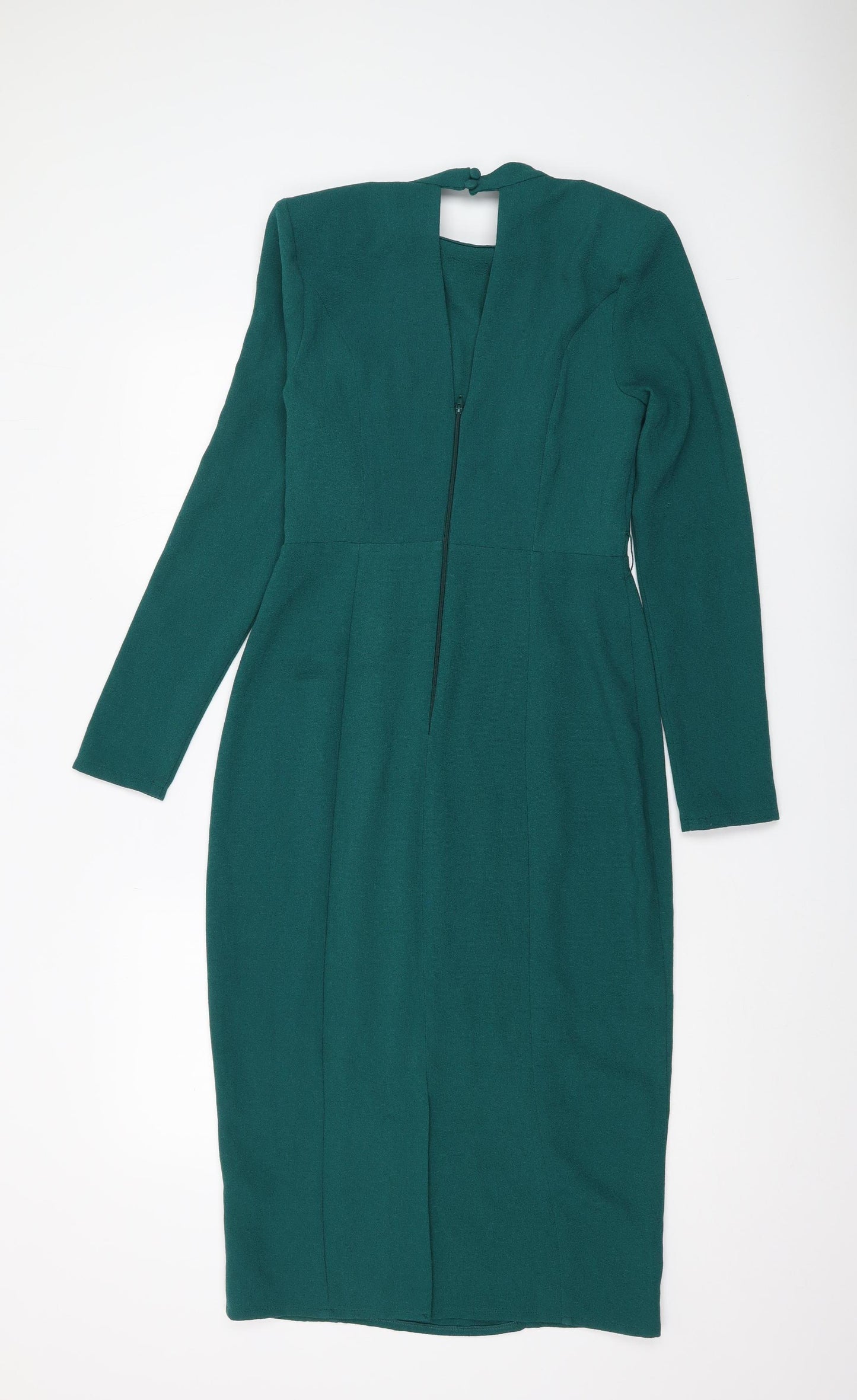 ASOS DESIGN Green Midi Sheath Dress, Size 10, Long Sleeve