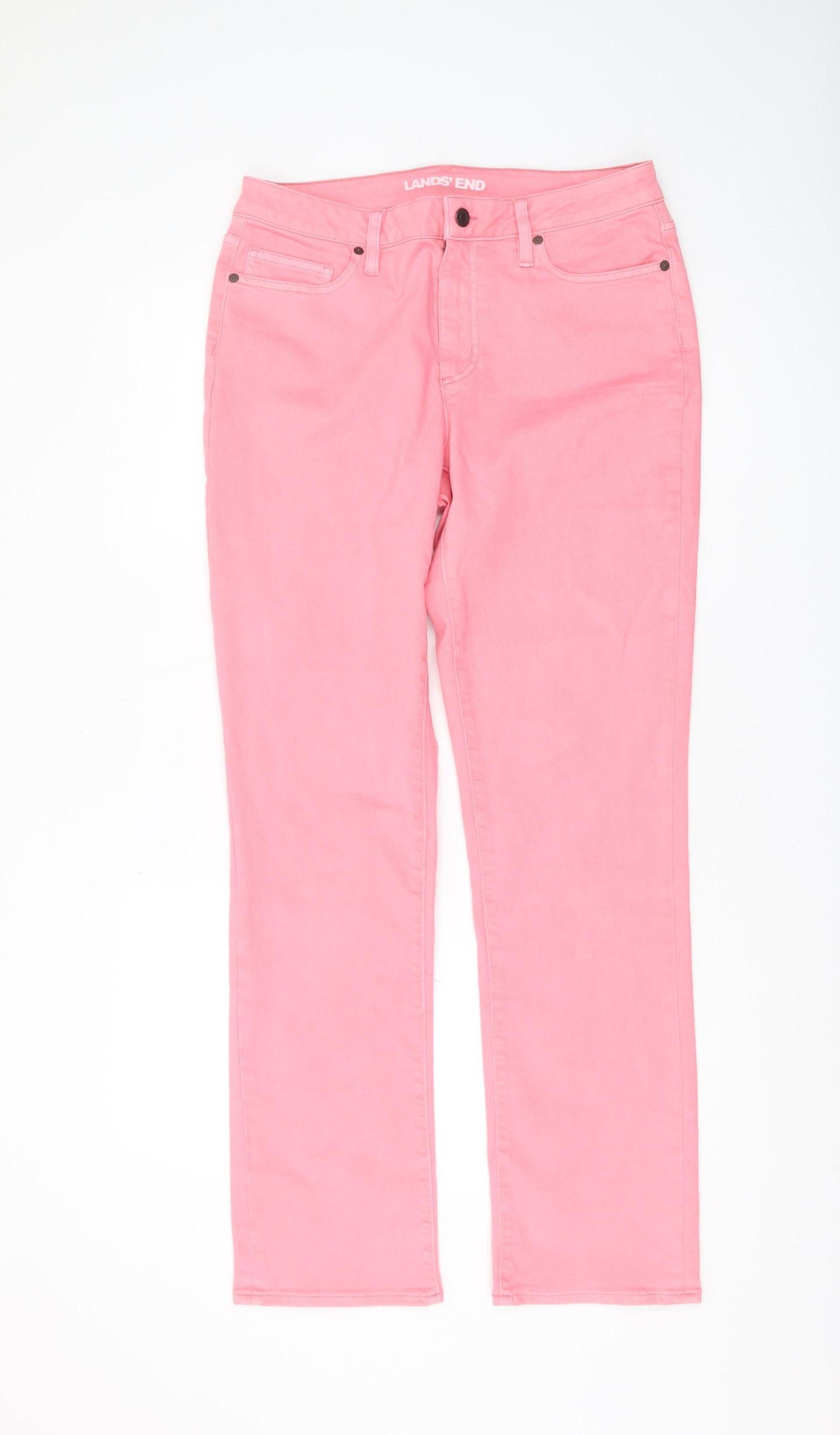 Lands' End Women's Pink Straight Jeans Size 14