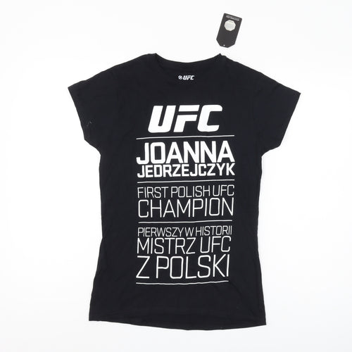 UFC Women's Black M Crew Neck T-Shirt, Basic Style