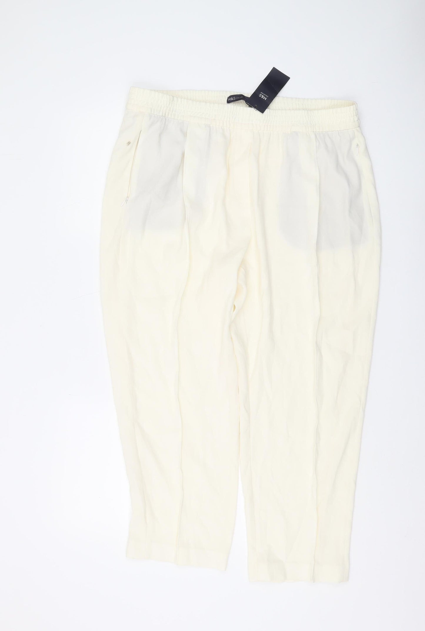 Marks and Spencer Women Ivory Jogger Trousers Size 18