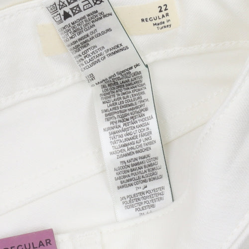 Marks and Spencer Women's White Wide-Leg Jeans Size 22