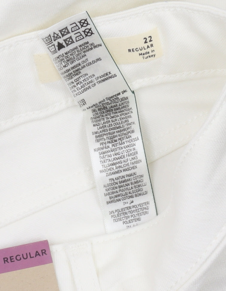 Marks and Spencer Women's White Wide-Leg Jeans Size 22
