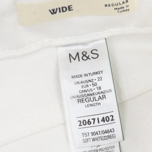 Marks and Spencer Women's White Wide-Leg Jeans Size 22