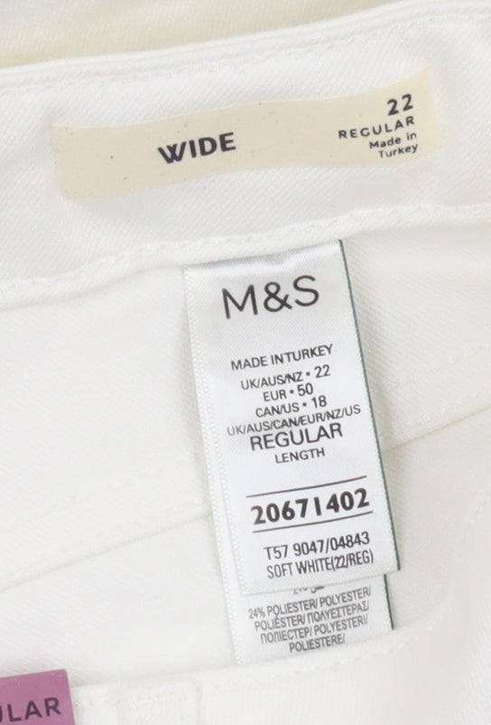 Marks and Spencer Women's White Wide-Leg Jeans Size 22