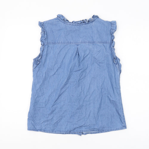Lipsy Women's Blue Ruffle Sleeveless Blouse - Size 10