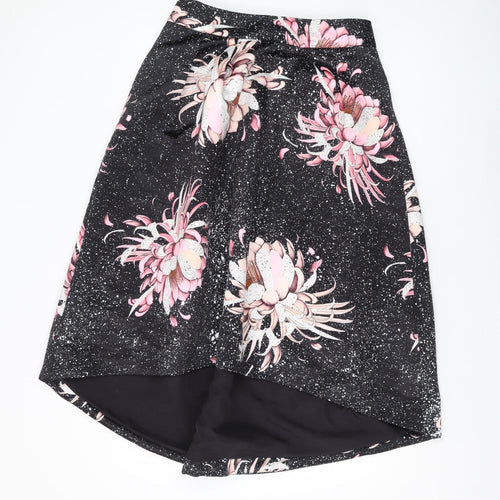 Next Women's Black Floral A-Line Knee Length Skirt