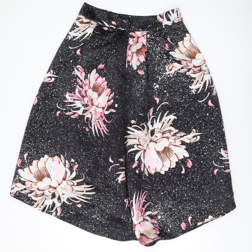 Next Women's Black Floral A-Line Knee Length Skirt