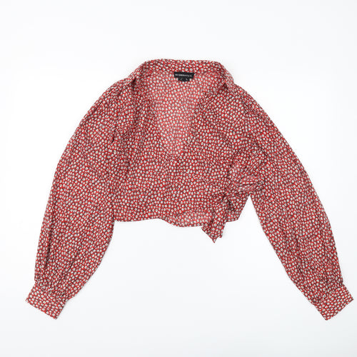 Wednesday's Girl Red Floral Cropped Blouse - Small