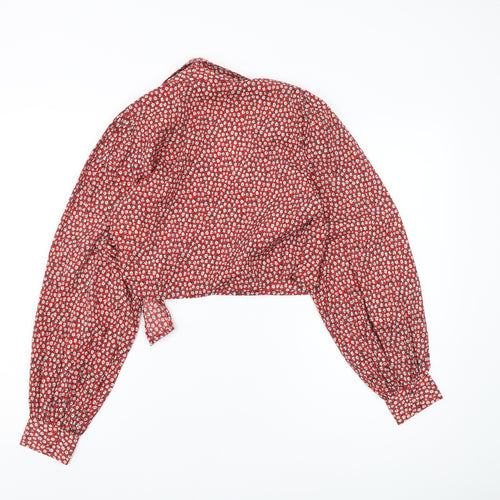 Wednesday's Girl Red Floral Cropped Blouse - Small
