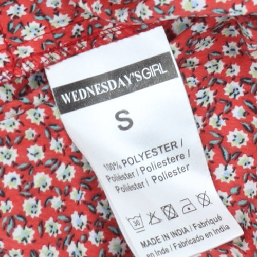 Wednesday's Girl Red Floral Cropped Blouse - Small