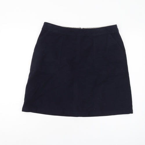 Boden Women's Blue Cotton Knee Length Pencil Skirt