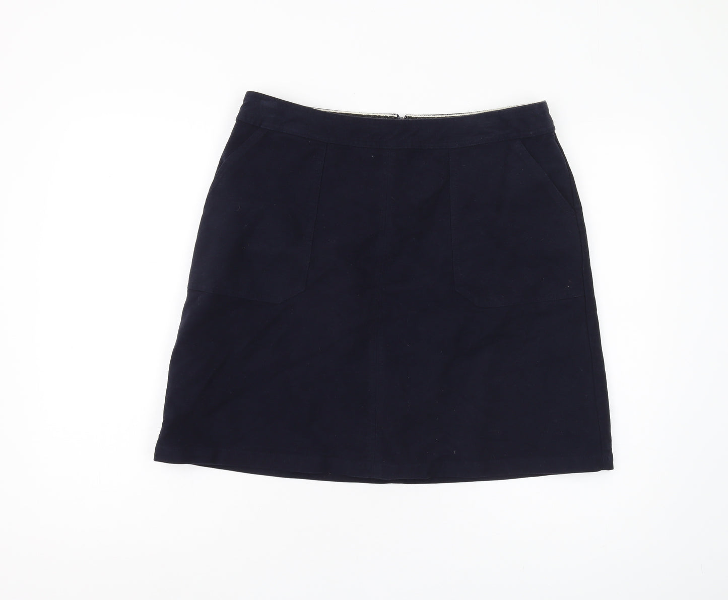 Boden Women's Blue Cotton Knee Length Pencil Skirt