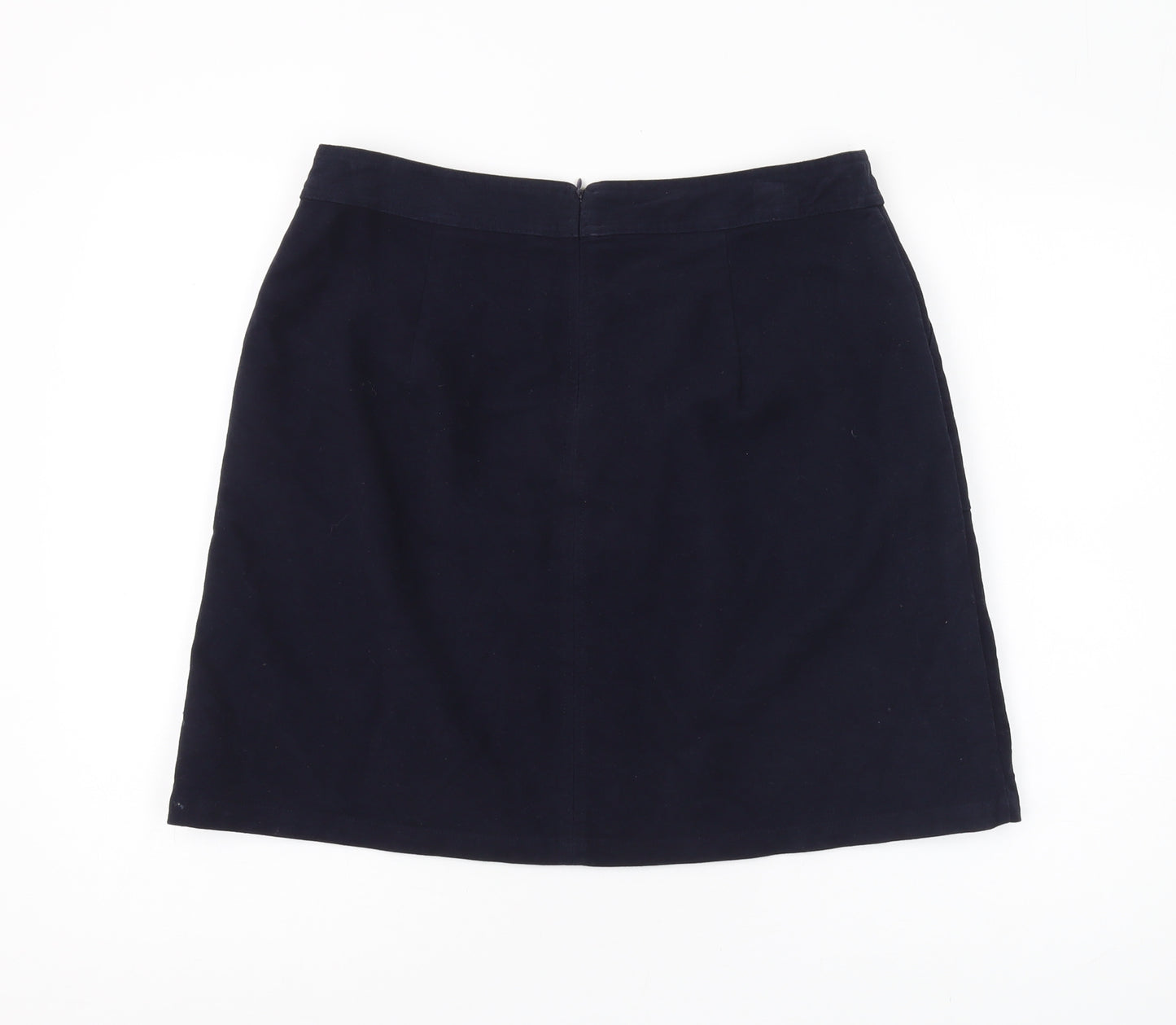 Boden Women's Blue Cotton Knee Length Pencil Skirt