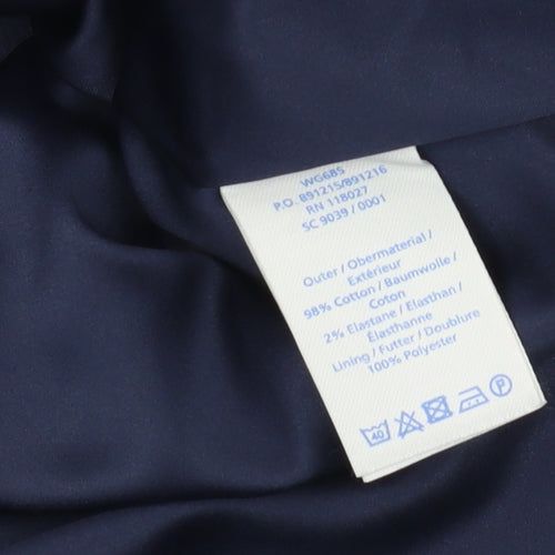 Boden Women's Blue Cotton Knee Length Pencil Skirt