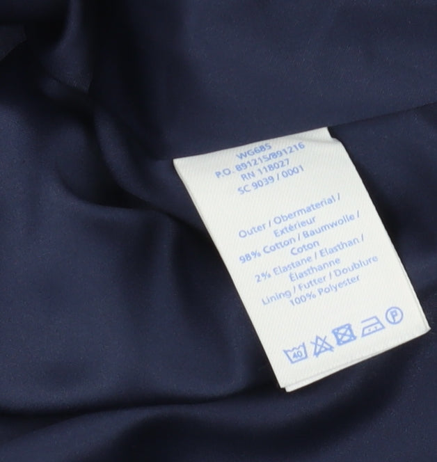 Boden Women's Blue Cotton Knee Length Pencil Skirt