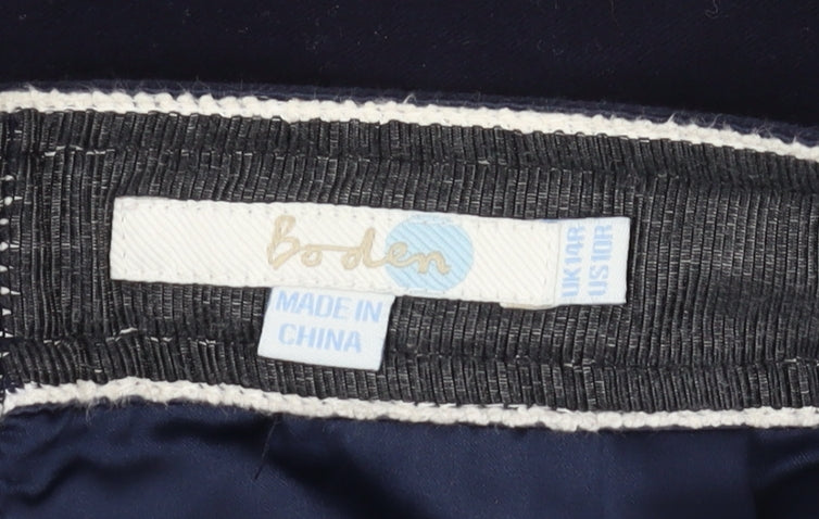 Boden Women's Blue Cotton Knee Length Pencil Skirt