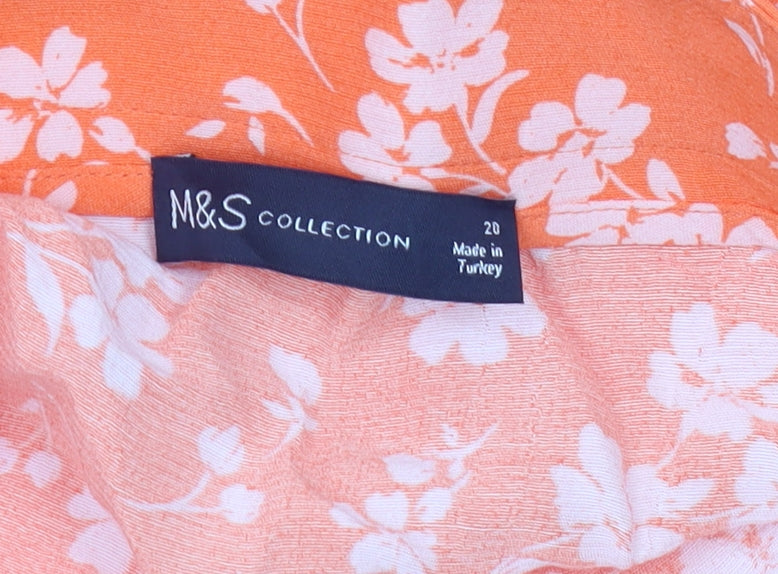 Marks and Spencer Women's Orange Floral Skirt Size 20