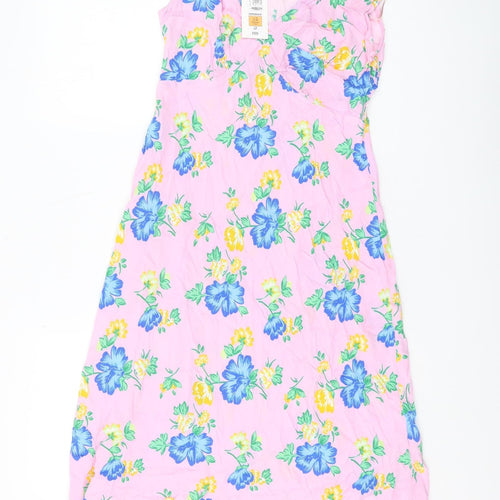 Marks and Spencer Floral Midi Dress - Women, Pink, Size 10