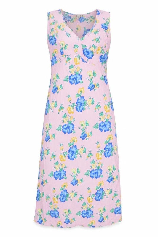 Front view of Marks & Spencer Floral Midi Dress - Women, Pink, size 10
