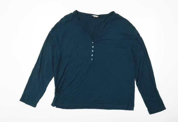 Bush Women's Blue V-Neck Long Sleeve T-Shirt L