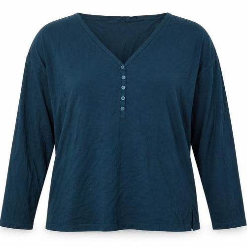 Bush Women's Blue V-Neck Long Sleeve T-Shirt L