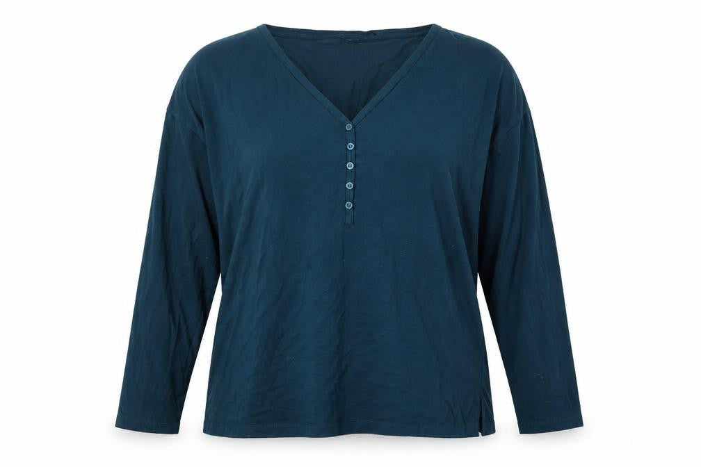 Bush Women's Blue V-Neck Long Sleeve T-Shirt L