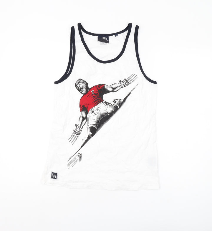Chunk Clothing Men's White Sleeveless Graphic T-Shirt, Size S