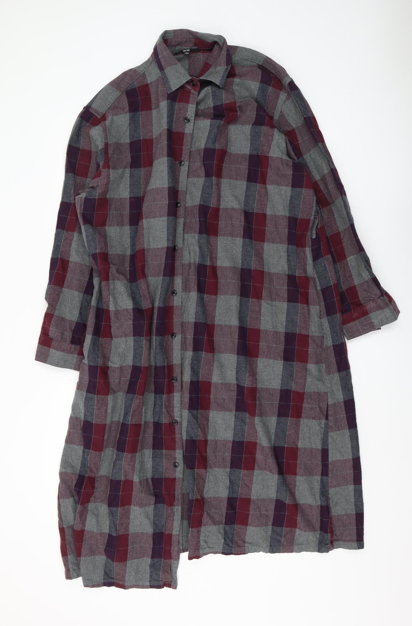 Uniqlo Women's Multicoloured Plaid Shirt Dress, L