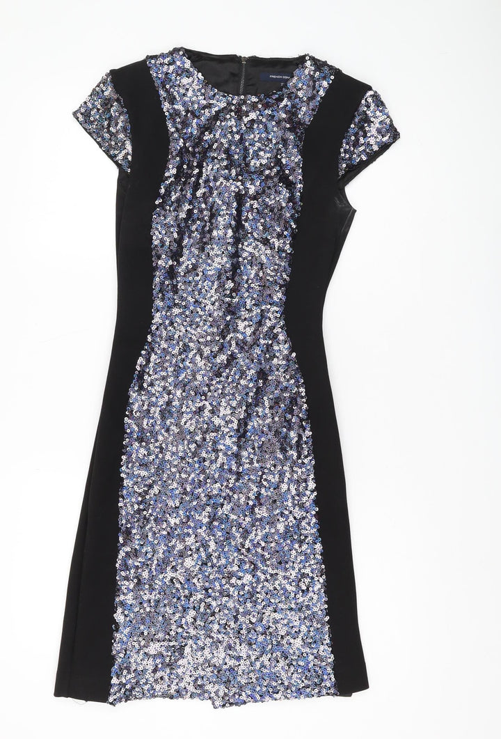 French Connection Women’s Black Sequin Sheath Dress Size 10