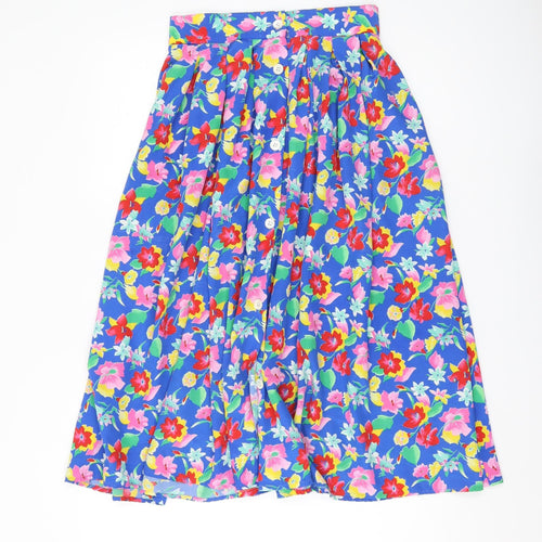 Jaeger Women's Multicoloured Floral A-Line Midi Skirt 12