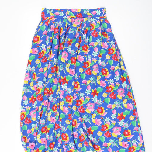 Jaeger Women's Multicoloured Floral A-Line Midi Skirt 12