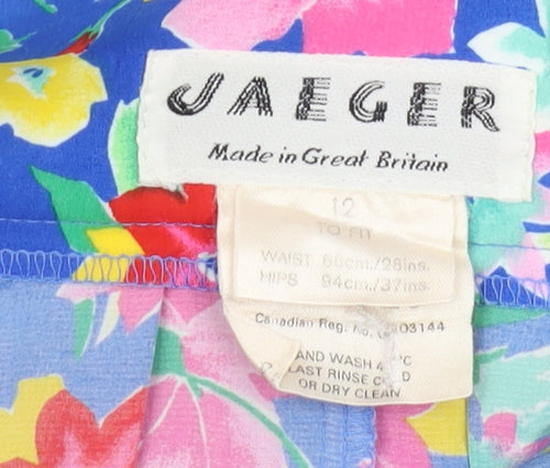 Jaeger Women's Multicoloured Floral A-Line Midi Skirt 12