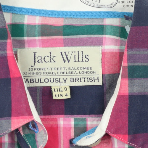 Jack Wills Women's Multicoloured Plaid Button-Up Shirt Size 8