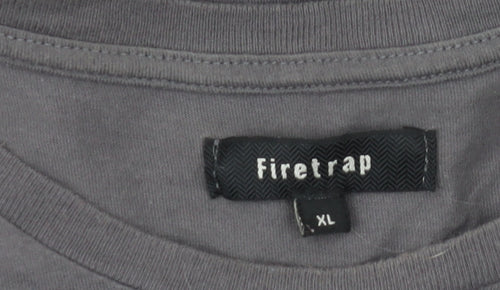 Firetrap Men's XL Grey Motorcycle Graphic T-Shirt