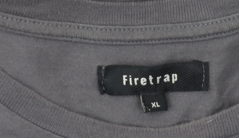 Firetrap Men's XL Grey Motorcycle Graphic T-Shirt