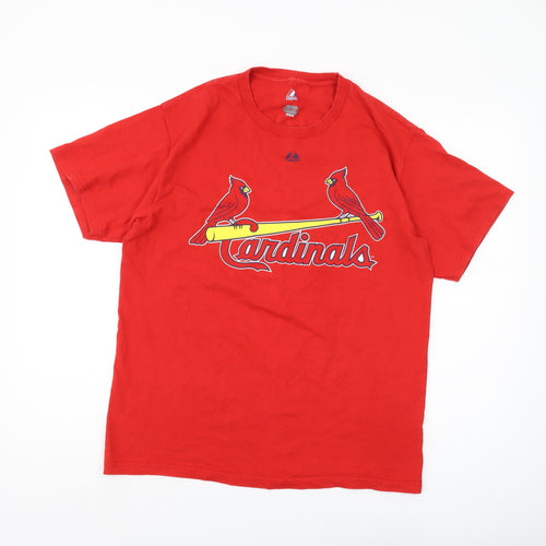 Majestic Men's Red Sports T-Shirt, Size M, Graphic Print