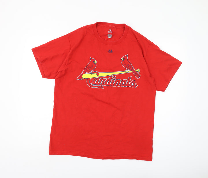 Majestic Men's Red Sports T-Shirt, Size M, Graphic Print