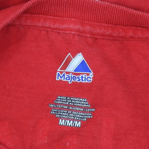Majestic Men's Red Sports T-Shirt, Size M, Graphic Print