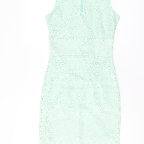 Lipsy Women's Green Bodycon Dress, Knee Length, Size 6