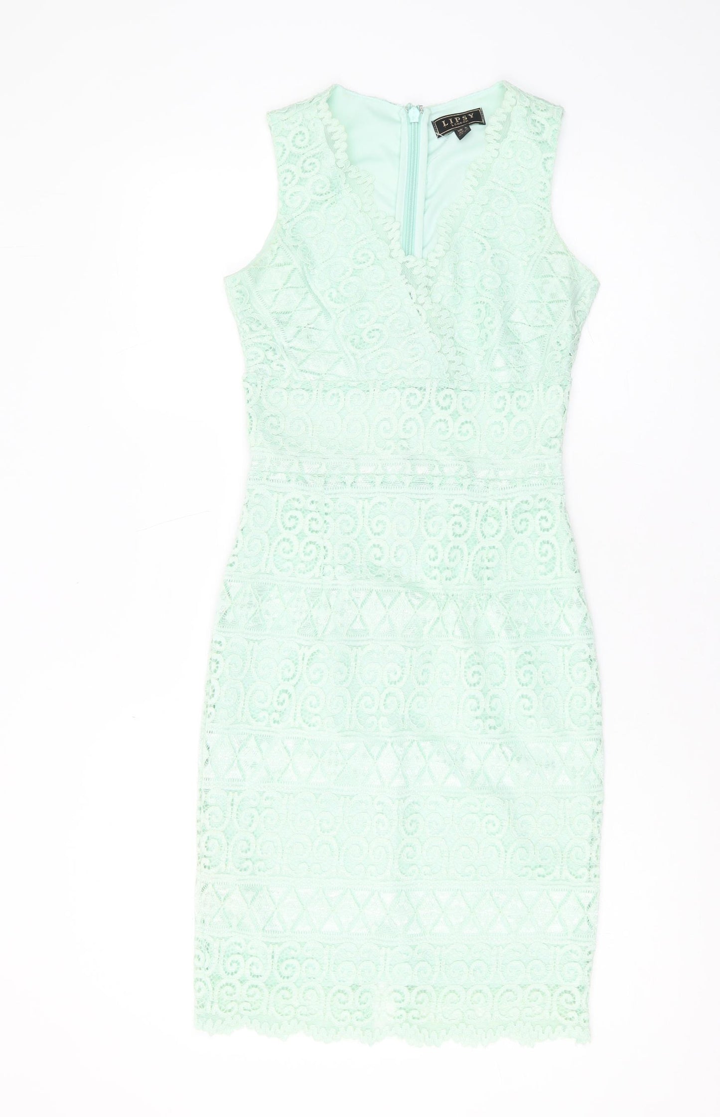 Lipsy Women's Green Bodycon Dress, Knee Length, Size 6