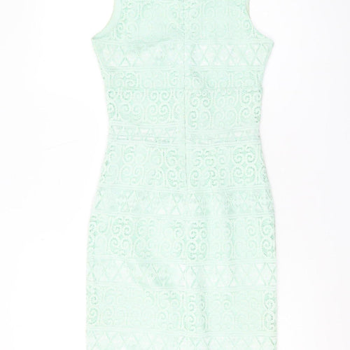 Lipsy Women's Green Bodycon Dress, Knee Length, Size 6