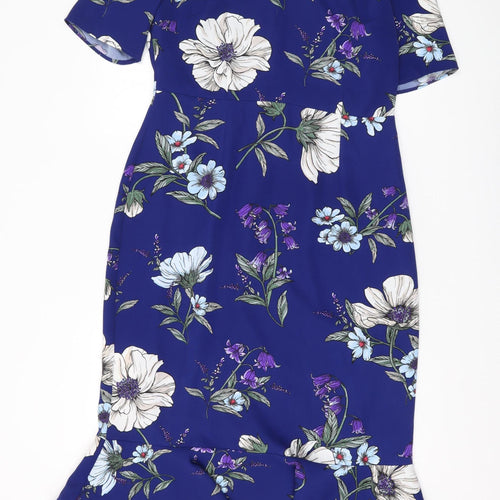 Phase Eight Women Blue Floral Sheath Dress Size 14