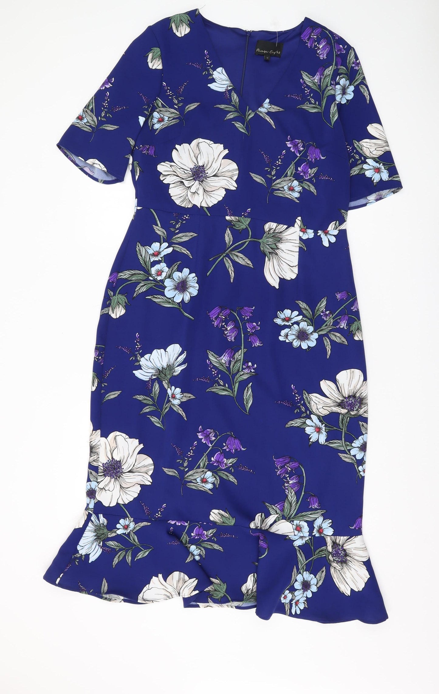Phase Eight Women Blue Floral Sheath Dress Size 14